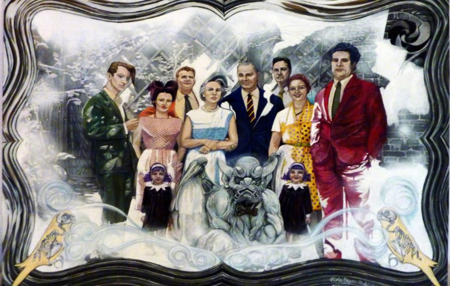 Portrait of an italian family with domestic pet Portrait of an italian family with domestic pet