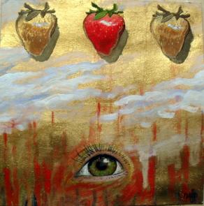 Paesaggio con frutto rosso