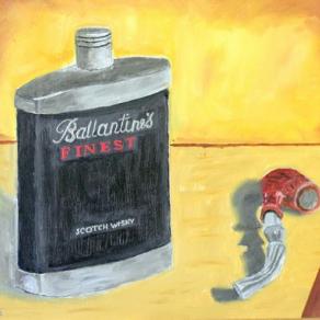 Bottle of whiskey and a pipe