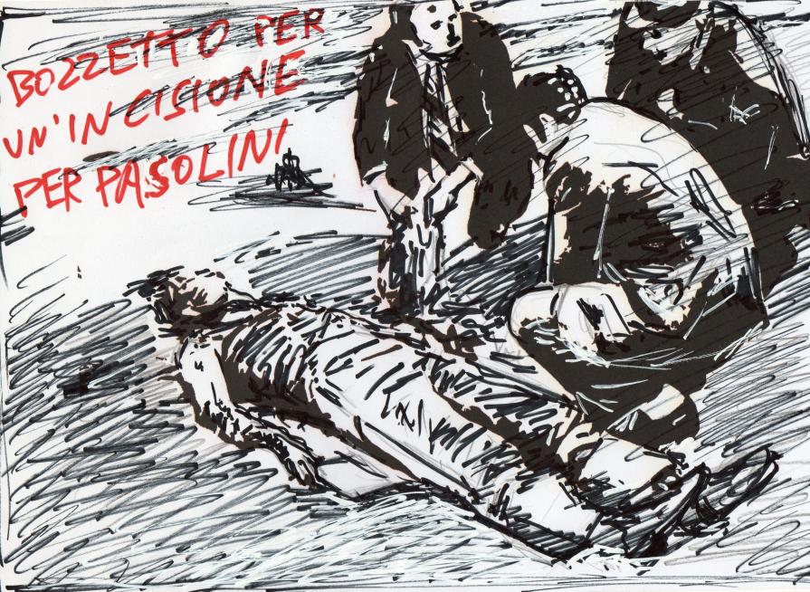 Bozzetto per un'incisione per Pasolini