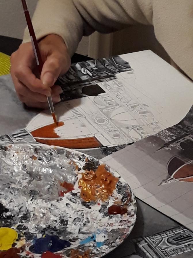 Firenze dall'alto , durante l'esecuzione.