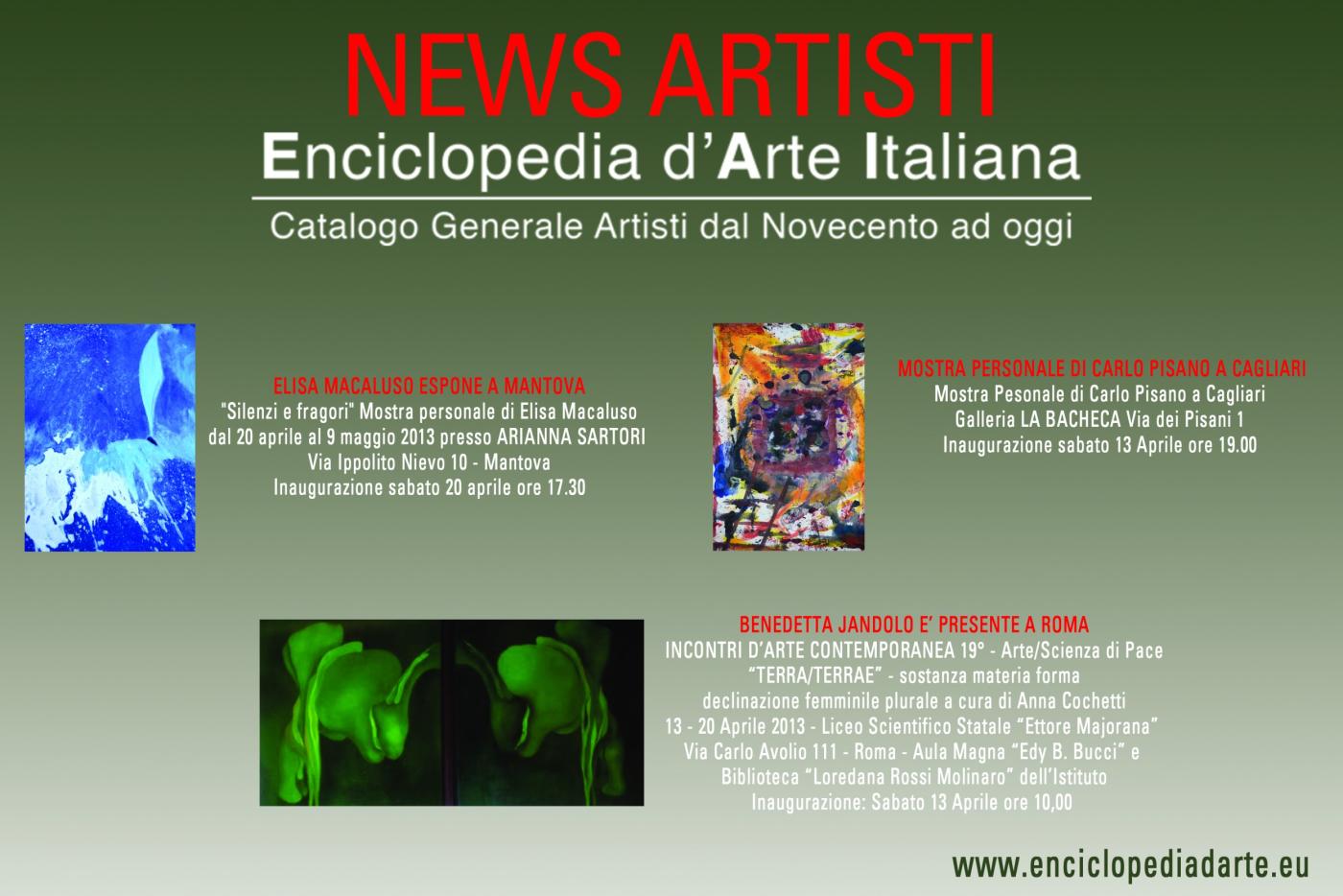 News Artisti Enciclopedia d'Arte Italiana News Artisti Enciclopedia d'Arte Italiana