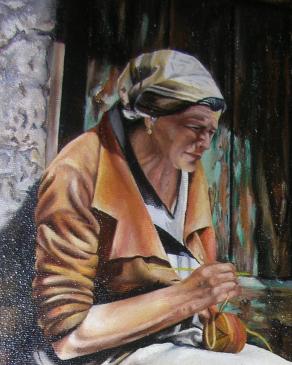 Particolare volto donna anziana dell'opera in concorso