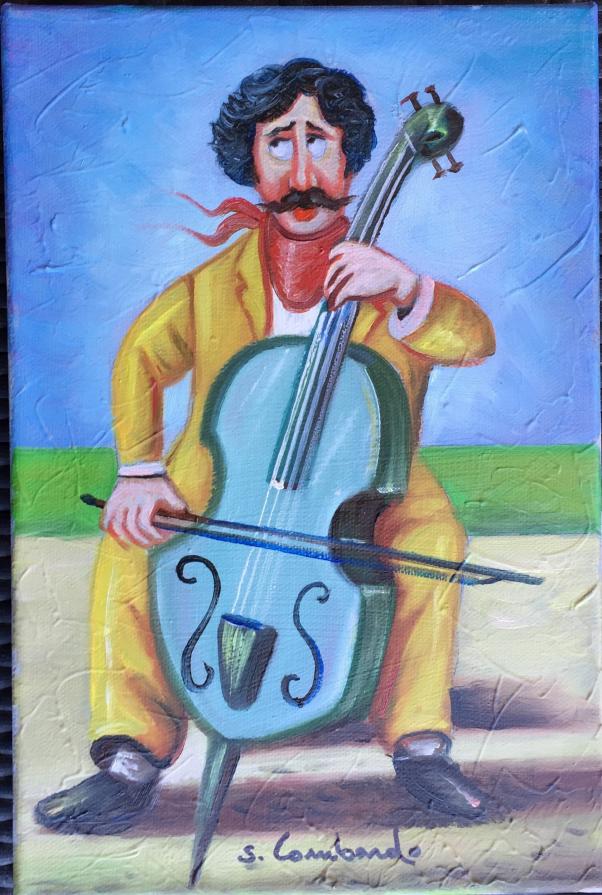 Salvo Lombardo - Musicista - olio su tela - 20 x 30