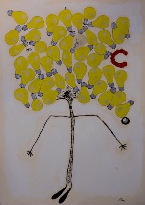 burn out bulb  mixed media on paper cm 70 x 50 2012