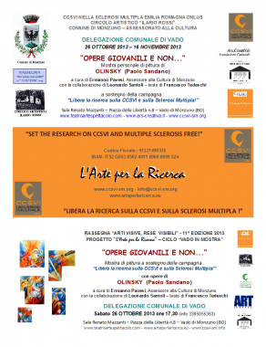 Locandina Mostra personale di Olinsky (Paolo Sandano) in Sala Mazzanti a Vado (BO) Locandina Mostra personale di Olinsky (Paolo Sandano) in Sala Mazzanti a Vado (BO)