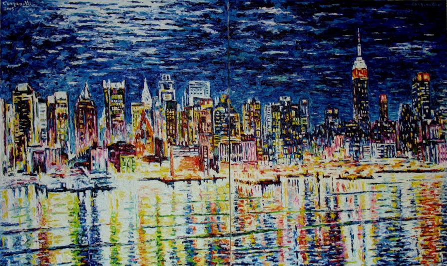 New York : Sky line di notte