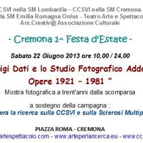 Invito Mostra retrospettiva di Luigi Dati e dello Studio Fotografico Addati in Piazza Roma Cremona Invito Mostra retrospettiva di Luigi Dati e dello Studio Fotografico Addati in Piazza Roma Cremona