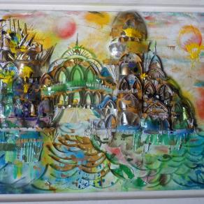 città di mare al tramonto