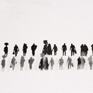 'Witness' 2016 (detail some paper silhouettes) each 2.5 cm tall 'Witness' 2016 (detail some paper silhouettes) each 2.5 cm tall