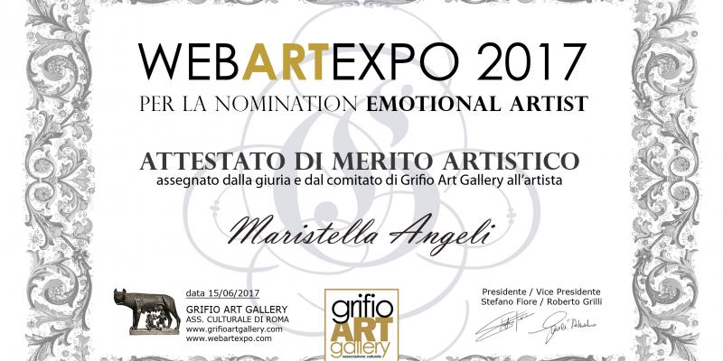 Attestato di Merito Artistico, WebArtExpo "Emotional Artist 2017"