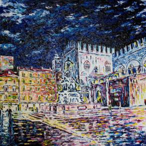 Bologna: piazza Nettuno di notte