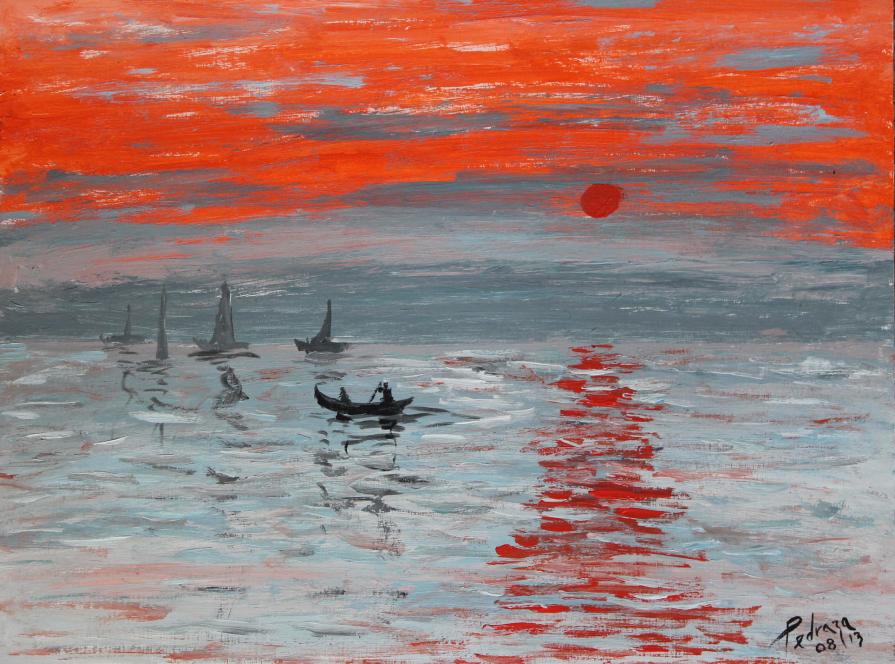 "Fishing at sunrise" "Recordando a los impresionistas"