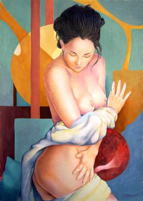 Concentrated on her body