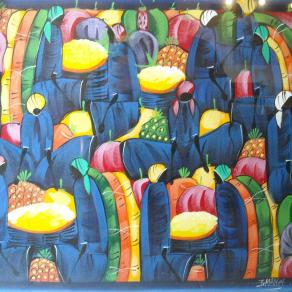 Juan Marcel (Rep. Dominicana) – Donne al mercato di San Pedro – tecnica mista tela – 60 x 50