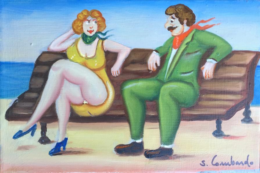 Salvo Lombardo - Lungomare - olio su tela - 30 x 20