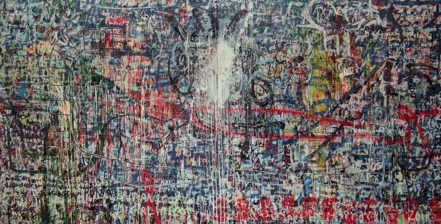 amy baby 8ft x 16ft acrylic ol pastel pencil wood 2010