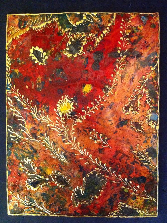 ebru su lastra di rame