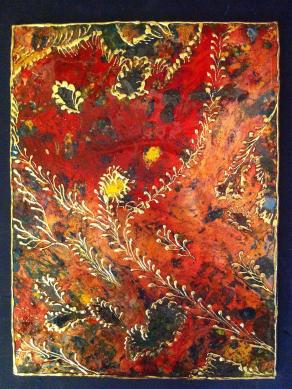 ebru su lastra di rame