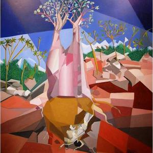 Albero bottiglia, olio su tela, 80x100 cm