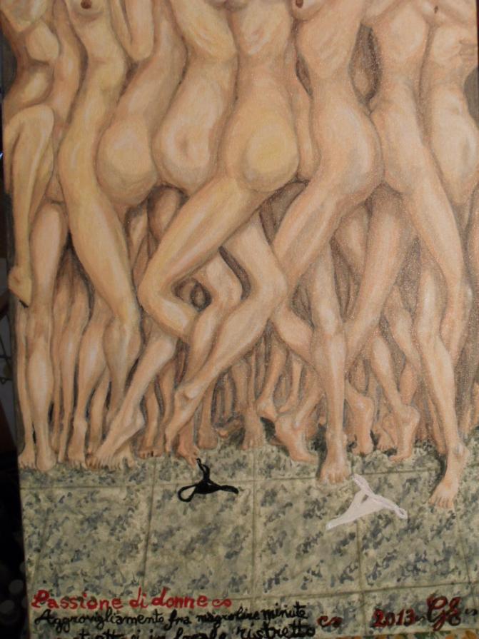 Passione di donne - Aggrovigliamento di magroline minute costrettesi in locale ristretto (particolare)