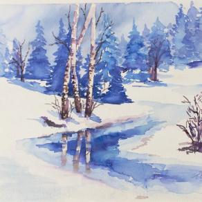 Elvira Bonfanti (Italia) - La magia dell'inverno - acquerello su carta - 50 x 35