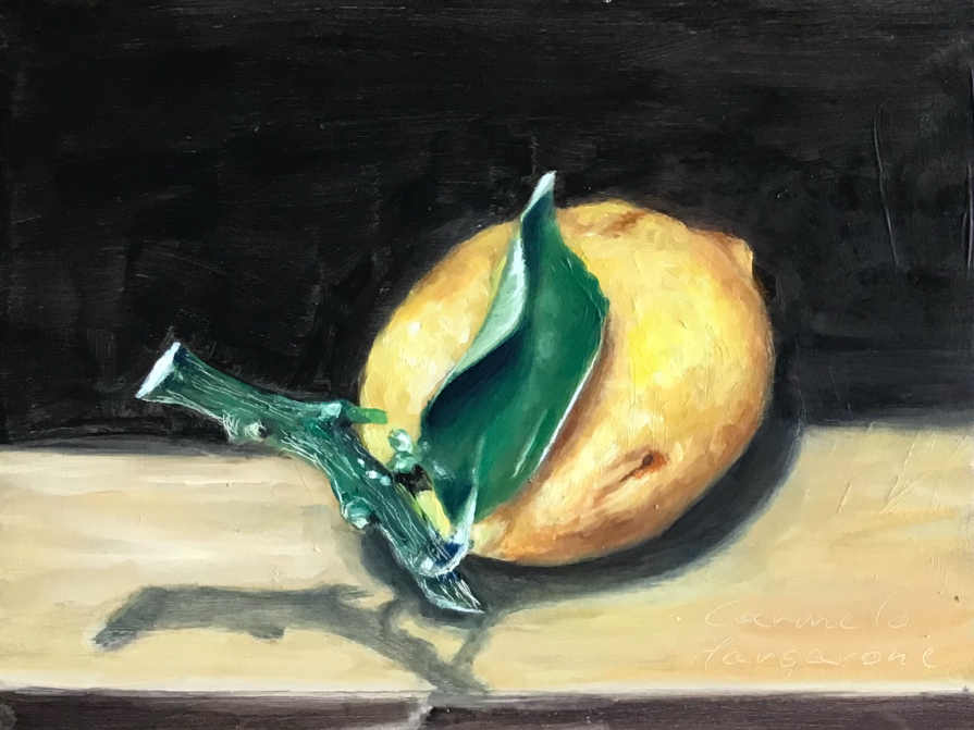 Limone olio su tavola 20 x 15 cm
