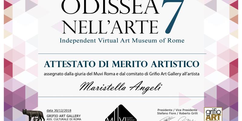 Maristella Angeli riceve l’Attestato di Merito Artistico “Odissea nell'Arte 2018” 