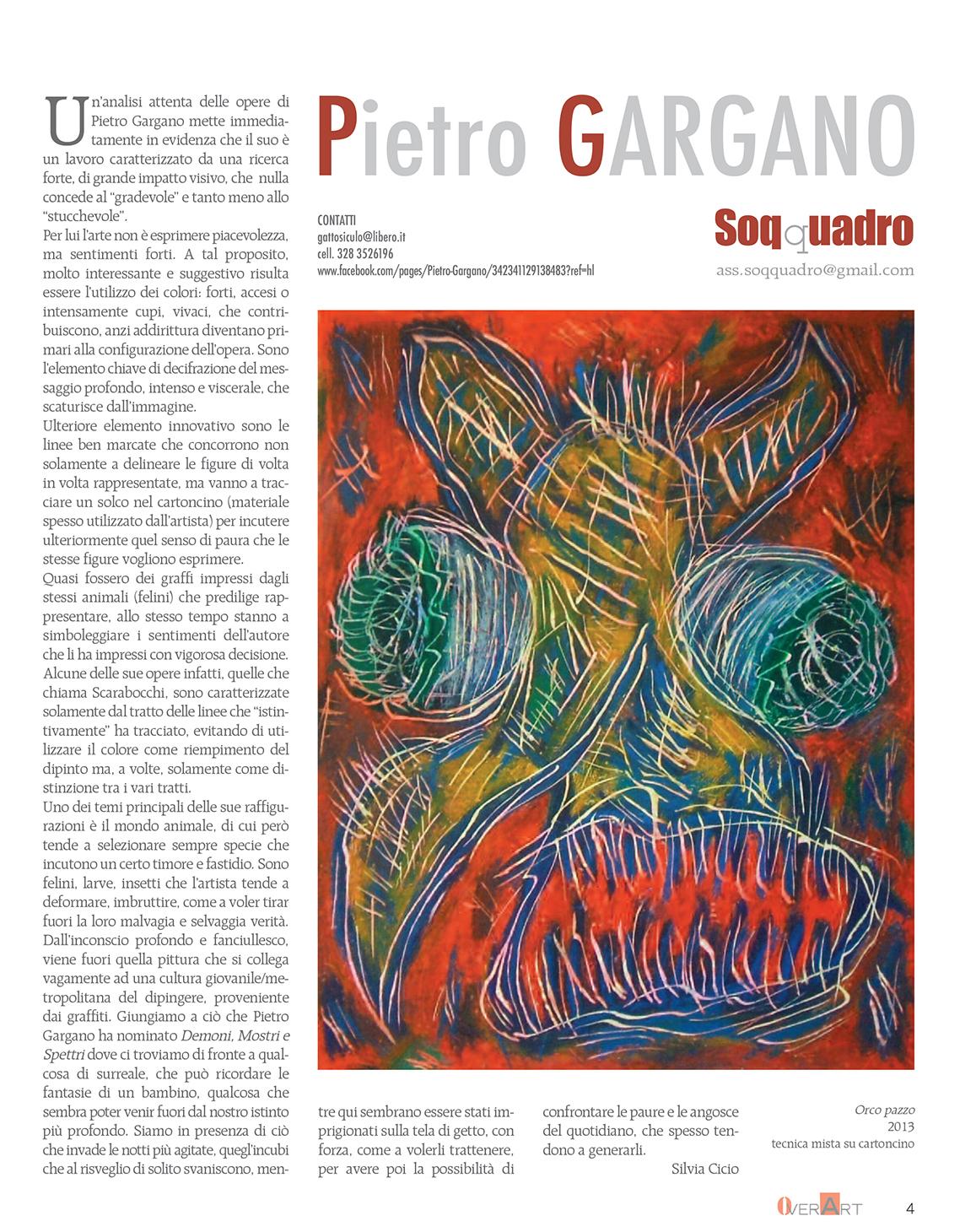 Pubblicazione con testo critico su "OverArt" di Settembre - Ottobre 2013 Pubblicazione con testo critico su "OverArt" di Settembre - Ottobre 2013