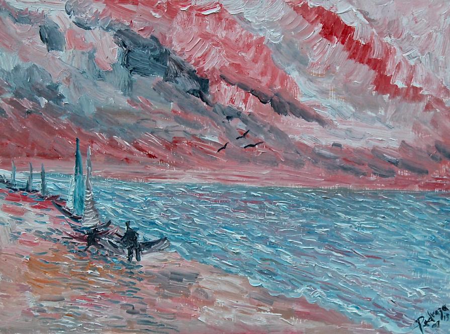 "Barcas de pesca haciéndose a la mar"