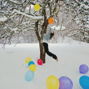 "Self-portrait with balloons"
