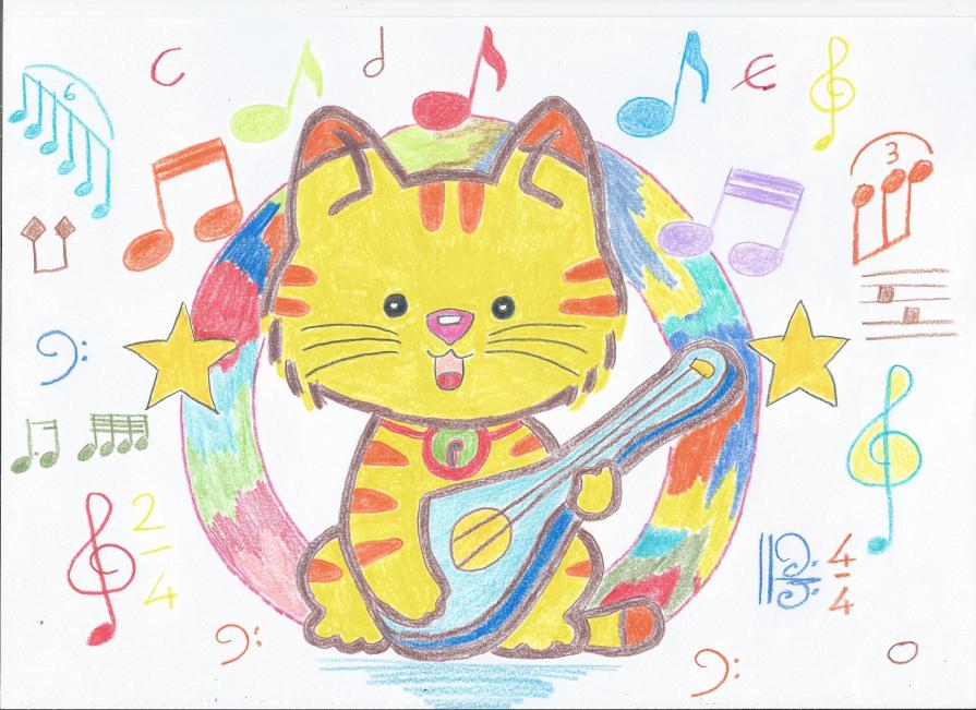 Kitten playing guitar