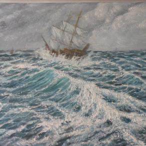 ship in stormy sea