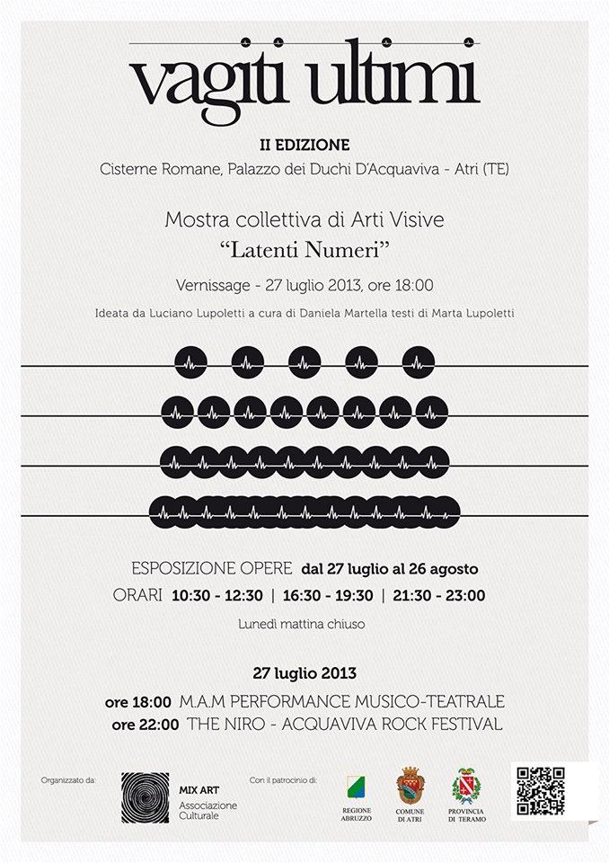 Mostra collettiva di arti visive "LATENTI NUMERI" ,la matematica nell'arte, organizzata dall'Associazione Vagiti Ultimi