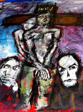 - Kreuzweg- Acryl auf Tuch,150 x 150 cm