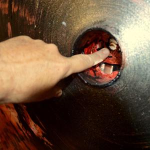 Interazioni cosmiche - particolare del cilindro centrale con specchi Interazioni cosmiche - particolare del cilindro centrale con specchi