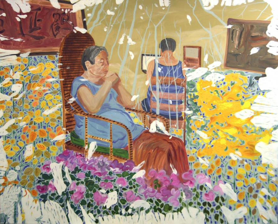 MLGS02E01 Grandma and Cousin's Metallic- Leaf Garden, 58 x 72