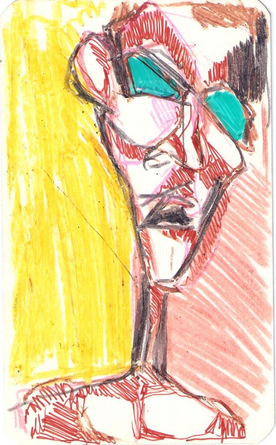 Testa d'uomo con occhi verdi