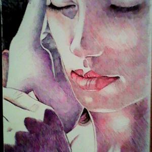 N° 49  Biro nera, rossa arancione viola fucsia e verde