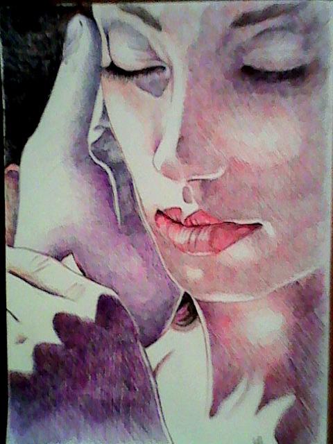 N° 49  Biro nera, rossa arancione viola fucsia e verde