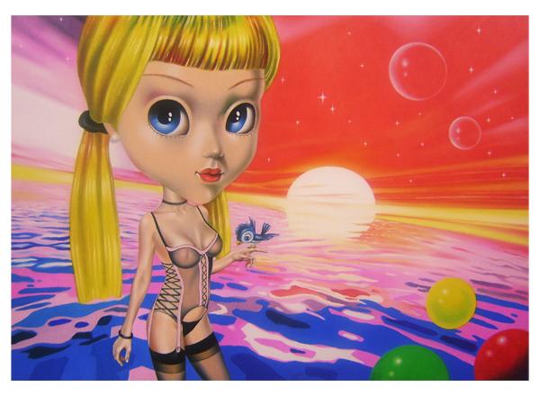 Blonde venus with bird in hand