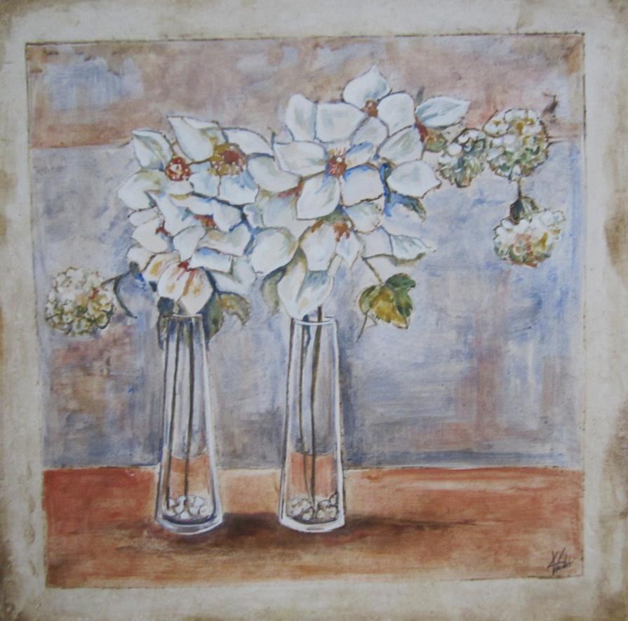 Fiori bianchi Affresco