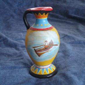 Anforetta terracotta aryballos con barca