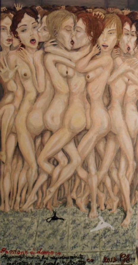 Passione di donne - Aggrovigliamento di magroline minute costrettesi in locale ristretto