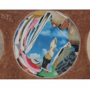 Tre bolle di sapone con paesaggio riflesso