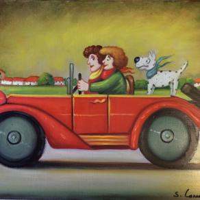 Salvo Lombardo - Amiche - olio su tela - 50 x 40