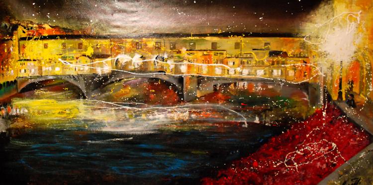 Scorcio di ponte vecchio di notte