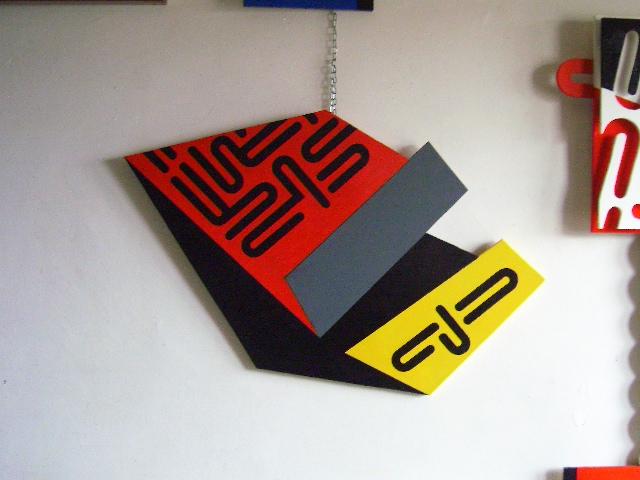 Pieghevole e segni cabalistici   smalto su tavola  95x65  2009    