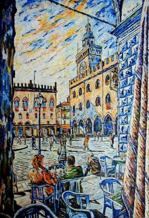 Bologna : Piazza Maggiore dal Palazzo del Podestà