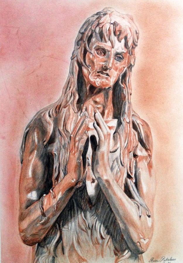 studio a sanguigna e grafite- maddalena penitente di Donatello